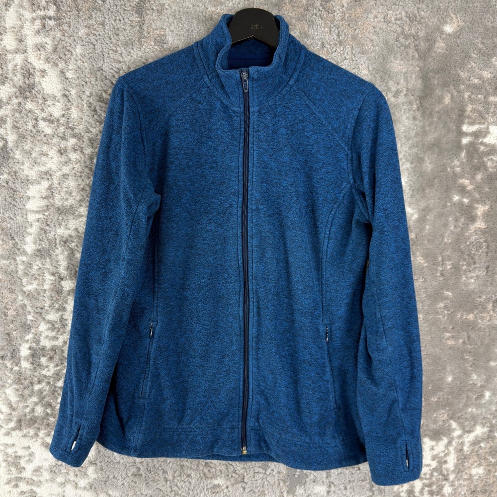 Duluth Trading Co Size M Fleece Full Zip Thumbhole Jacket Blue LS Womens